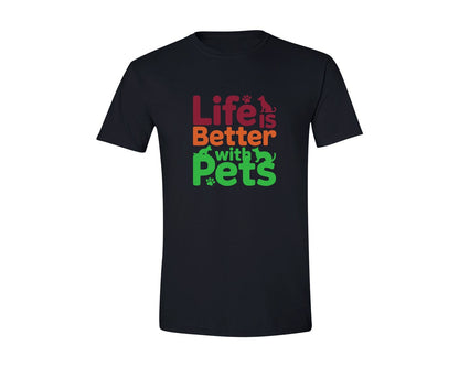 brand:Generic|color:Black|Life Is Better With Pets Graphic T-Shirt