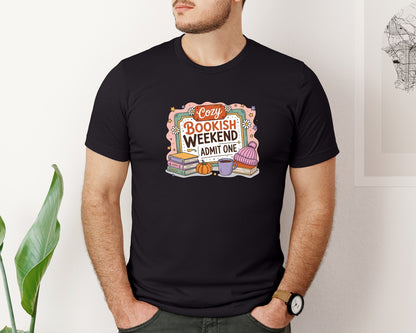 brand:Bella Canvas|color:Black|Cozy Bookish Weekend Autumn Readin Graphic T-Shirt