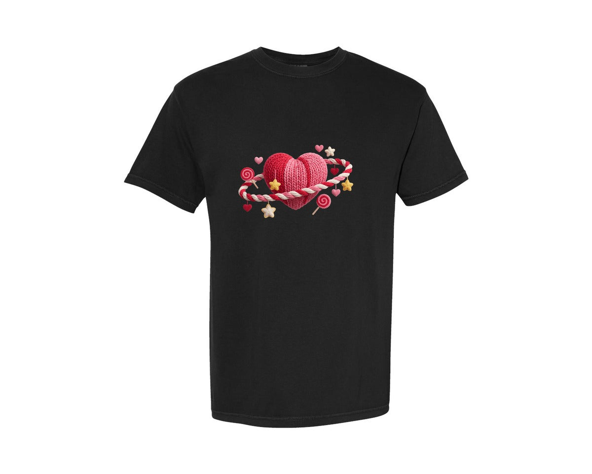 brand:Comfort Colors|color:Black|Valentine Heart Valentines Day 12 Graphic T-Shirt