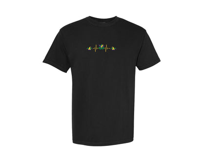 brand:Comfort Colors|color:Black|Mardi Gras Heartbeat Carnival Mask Graphic T-Shirt