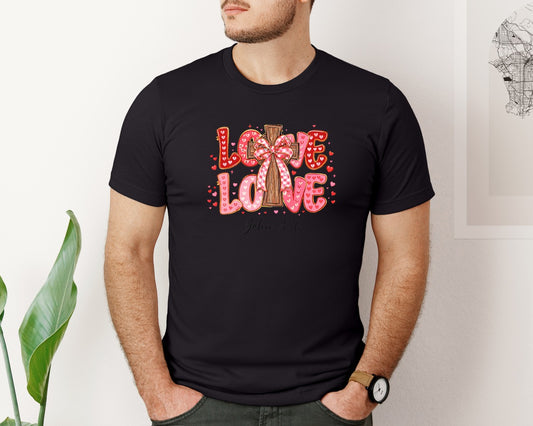 Loved John 3 16 Pngpink Valentine Heart Graphic T-Shirt