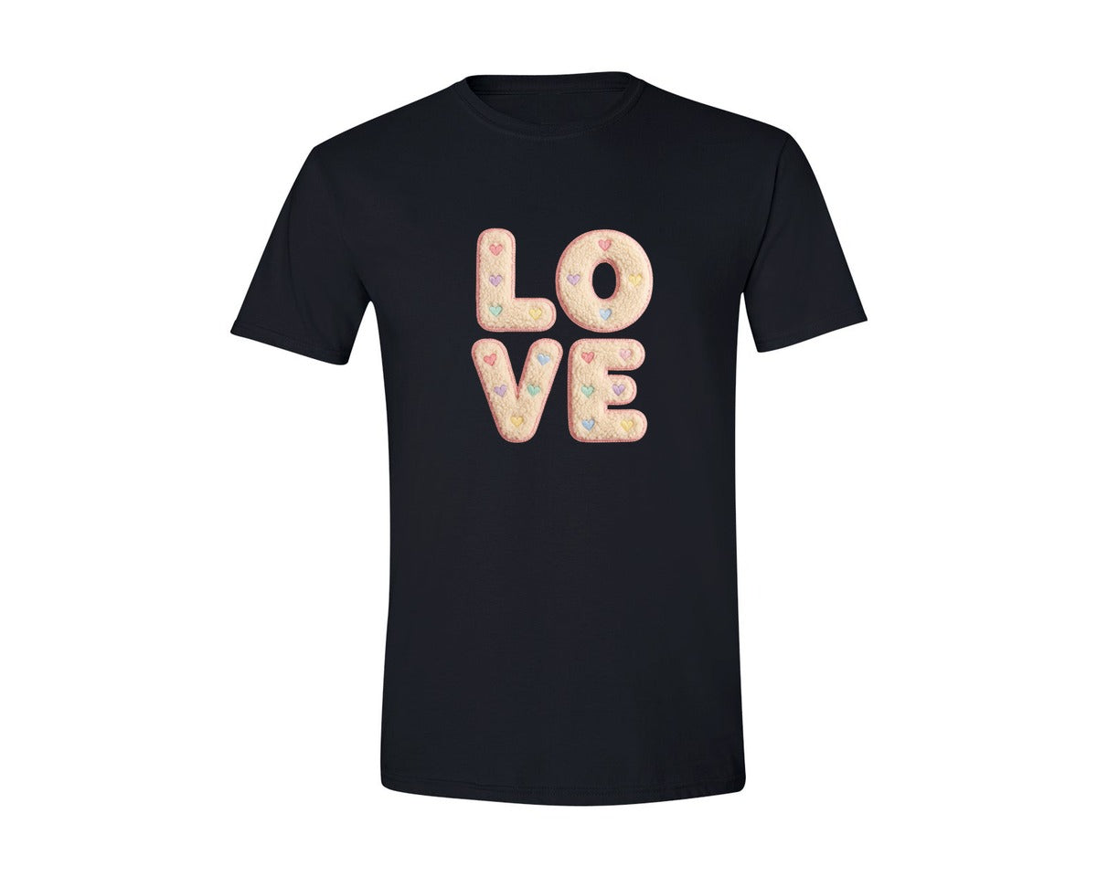 brand:Generic|color:Black|Retro Love Faux Yarn Valentine 2 Graphic T-Shirt