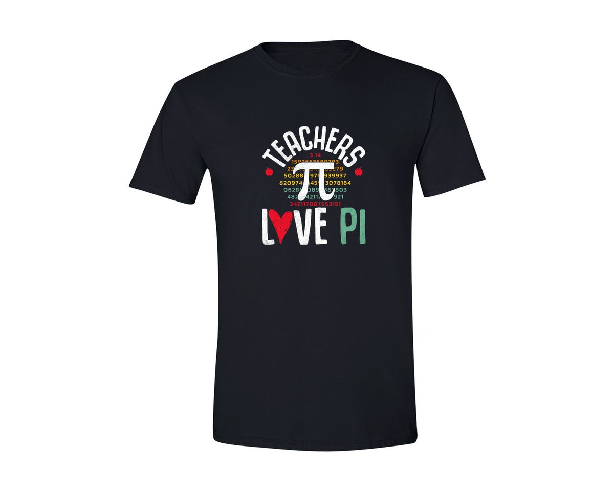 brand:Generic|color:Black|Math Teacher Rainbow Love Pi Day Graphic T-Shirt