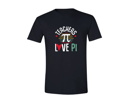 brand:Generic|color:Black|Math Teacher Rainbow Love Pi Day Graphic T-Shirt