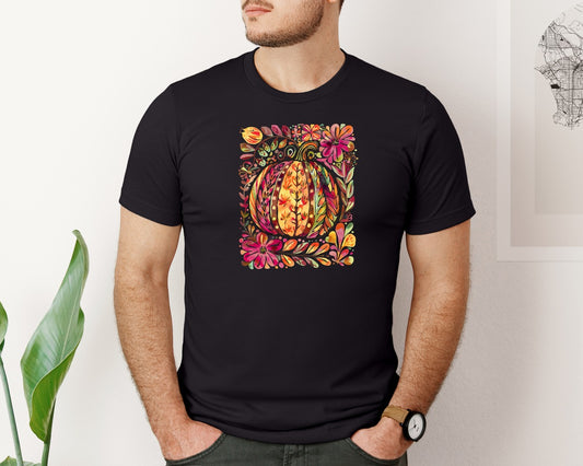 Fall Floral Pumpkin Boho Fall Graphic T-Shirt