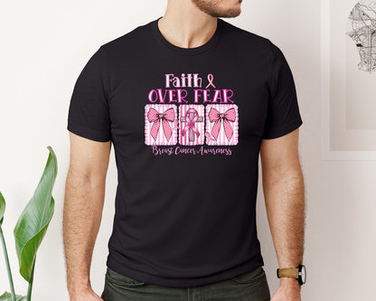 brand:Bella Canvas|color:Black|Faith Over Fear Pngjesus Cross Coquette Graphic T-Shirt