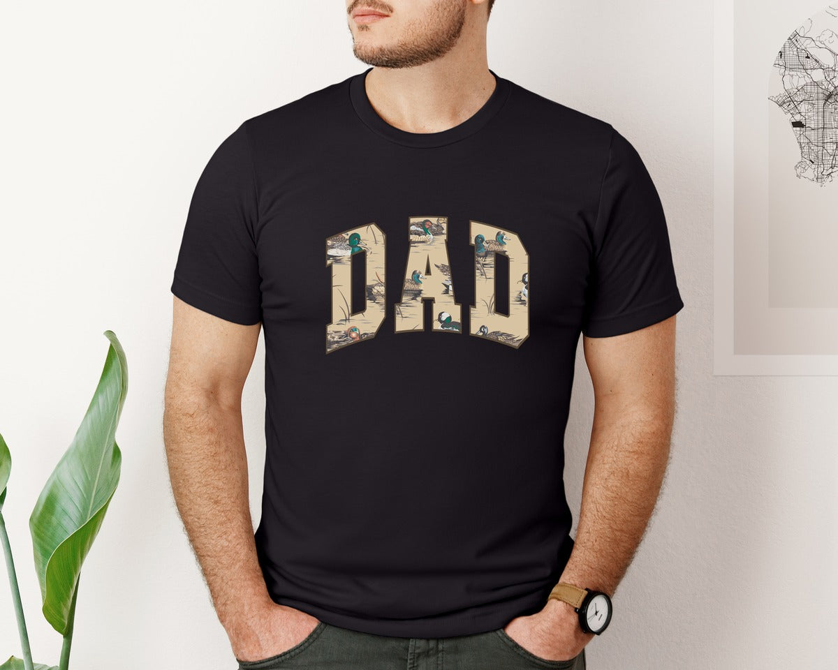 brand:Bella Canvas|color:Black|Dad Wood Duck Waterfowl Graphic T-Shirt