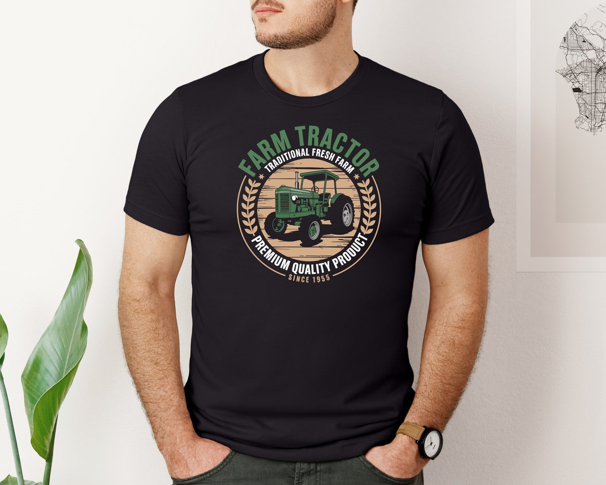 brand:Bella Canvas|color:Black|Tractor Farm Life Shirt Design 11 Graphic T-Shirt