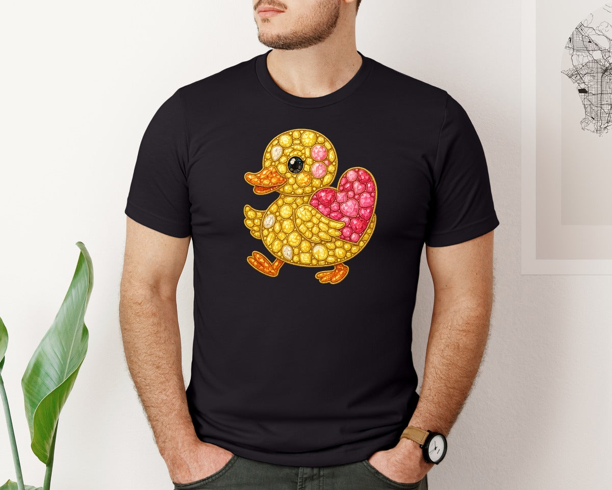 brand:Bella Canvas|color:Black|Faux Rhinestone Duck Graphic T-Shirt