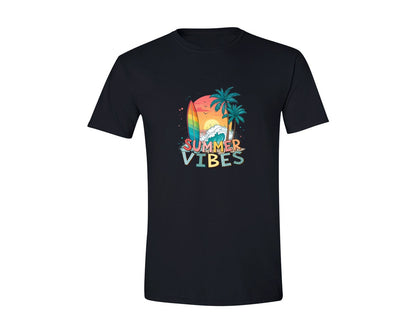 brand:Generic|color:Black|Summer Vibes Summer Beach Surf Graphic T-Shirt