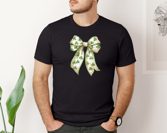 Lucky Green Bow St Patricks Day Ribbon Graphic T-Shirt