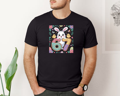 brand:Bella Canvas|color:Black|Easter 67 Bunny Cute Easter Bunny Graphic T-Shirt