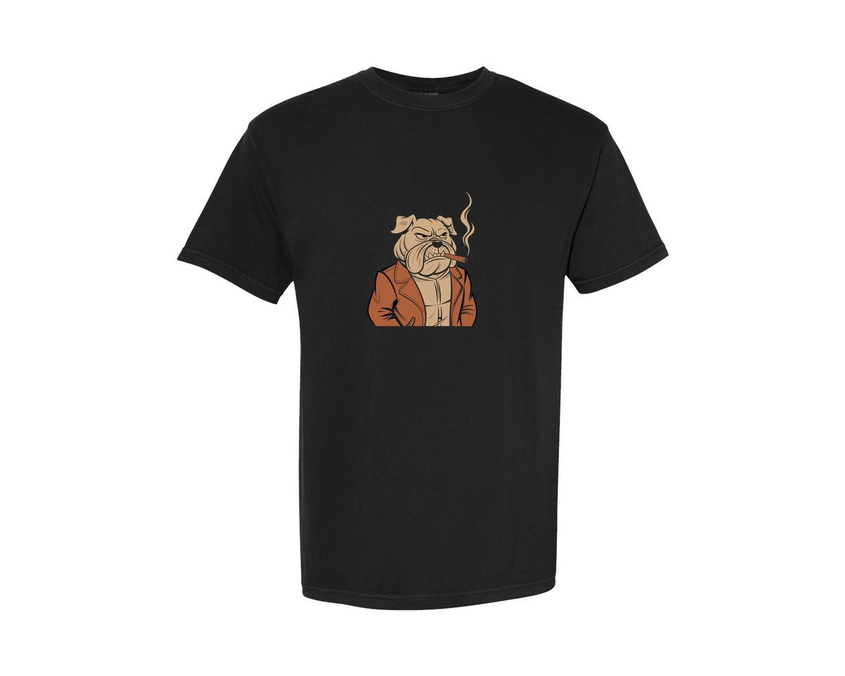 brand:Comfort Colors|color:Black|Stern Bulldog With Cigar T Shirt Graphic T-Shirt