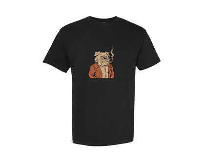 brand:Comfort Colors|color:Black|Stern Bulldog With Cigar T Shirt Graphic T-Shirt