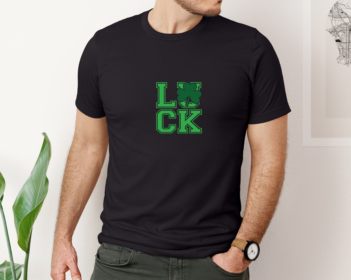 brand:Bella Canvas|color:Black|Lucky St Patricks Day Coquette 13 Graphic T-Shirt