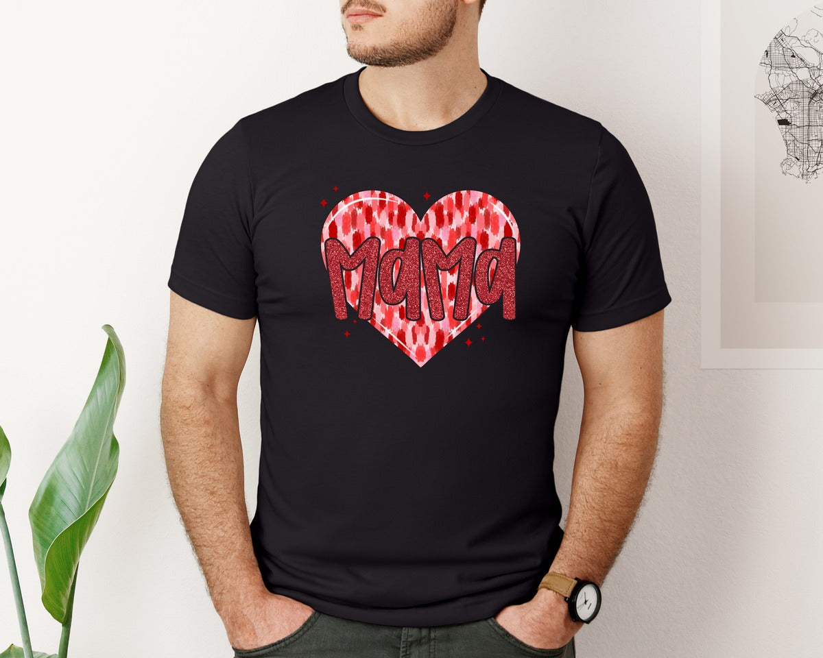 brand:Bella Canvas|color:Black|Valentine Mama Coquette 10 Graphic T-Shirt
