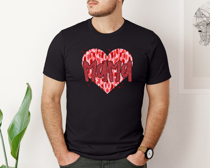 brand:Bella Canvas|color:Black|Valentine Mama Coquette 10 Graphic T-Shirt