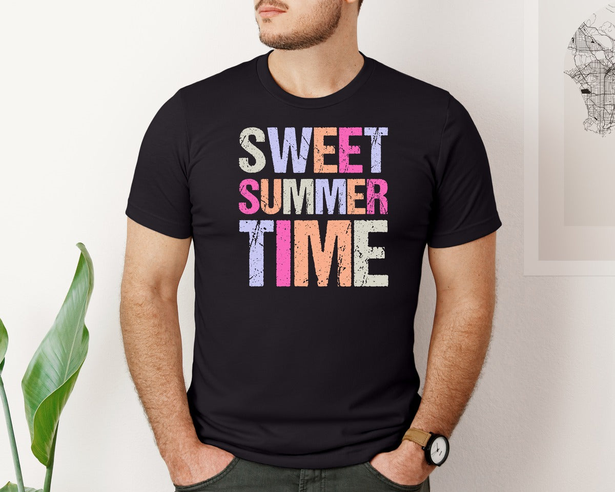 brand:Bella Canvas|color:Black|Sweet Summer Time Summer Beach Graphic T-Shirt