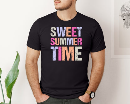 brand:Bella Canvas|color:Black|Sweet Summer Time Summer Beach Graphic T-Shirt