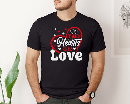 brand:Bella Canvas|color:Black|Two Hearts One Love T Shirt Design 8 Graphic T-Shirt