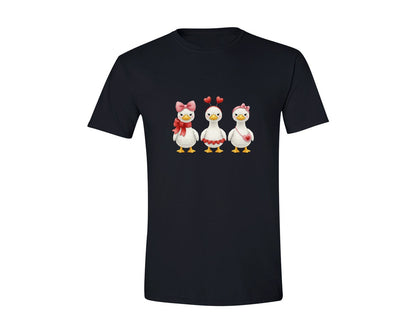 brand:Generic|color:Black|Faux Yarn Crochet Valentine Goose 2 Graphic T-Shirt