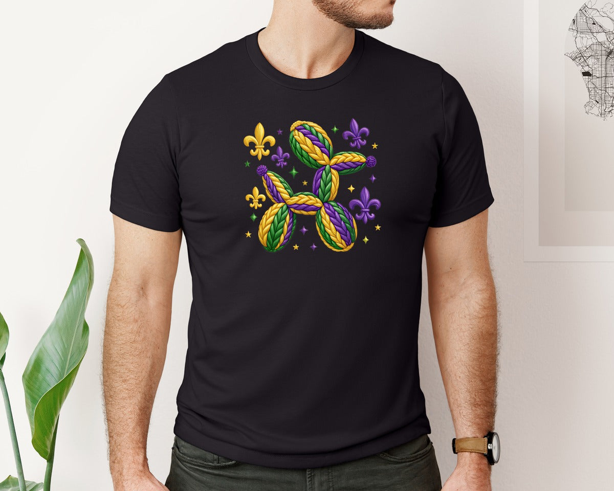 brand:Bella Canvas|color:Black|Latch Hook Mardi Gras Louisiana Graphic T-Shirt