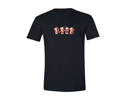 brand:Generic|color:Black|Cute Teddy Bear Love Letter Graphic T-Shirt