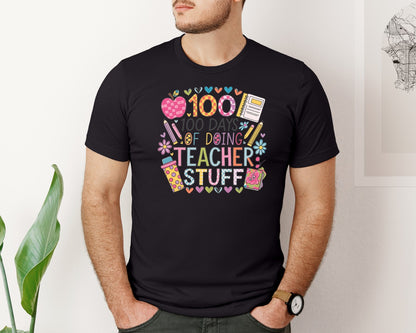 brand:Bella Canvas|color:Black|100 Days Of School 57 Graphic T-Shirt