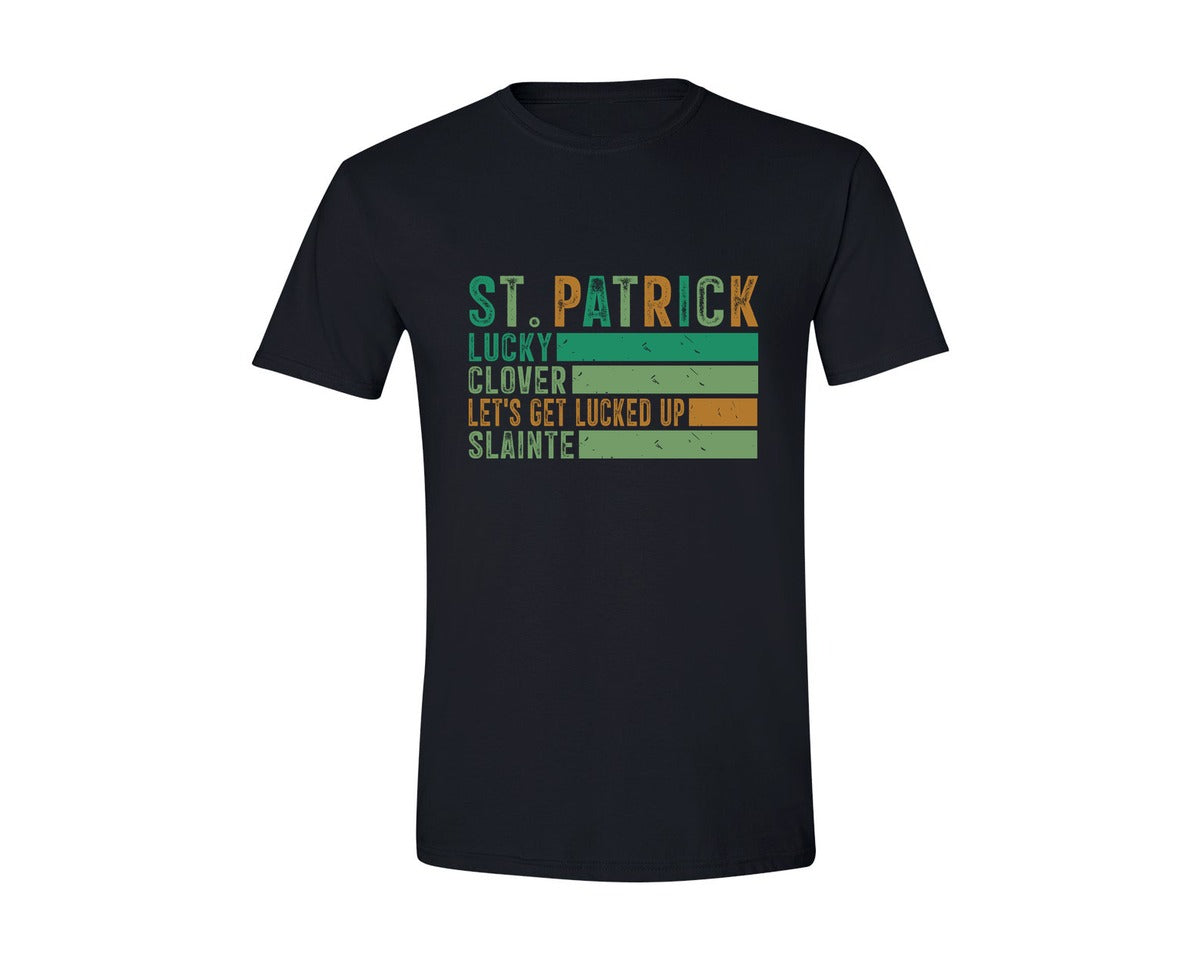 brand:Generic|color:Black|Retro Checkered St Patricks Day 17 Graphic T-Shirt