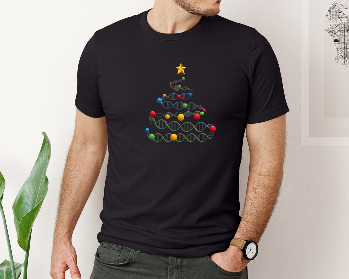 brand:Bella Canvas|color:Black|Dna Christmas Tree Graphic T-Shirt