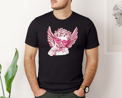 brand:Bella Canvas|color:Black|Retro Cupid Valentine Blowing Bubble 3 Graphic T-Shirt