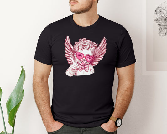 Retro Cupid Valentine Blowing Bubble 3 Graphic T-Shirt