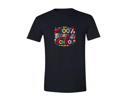 brand:Generic|color:Black|Faux Yarn 100 Days School Bag Apple Graphic T-Shirt
