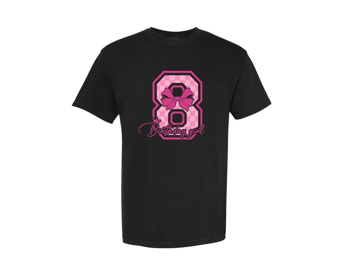 brand:Comfort Colors|color:Black|Birthday Girl 8Th Birthday Shirt Graphic T-Shirt