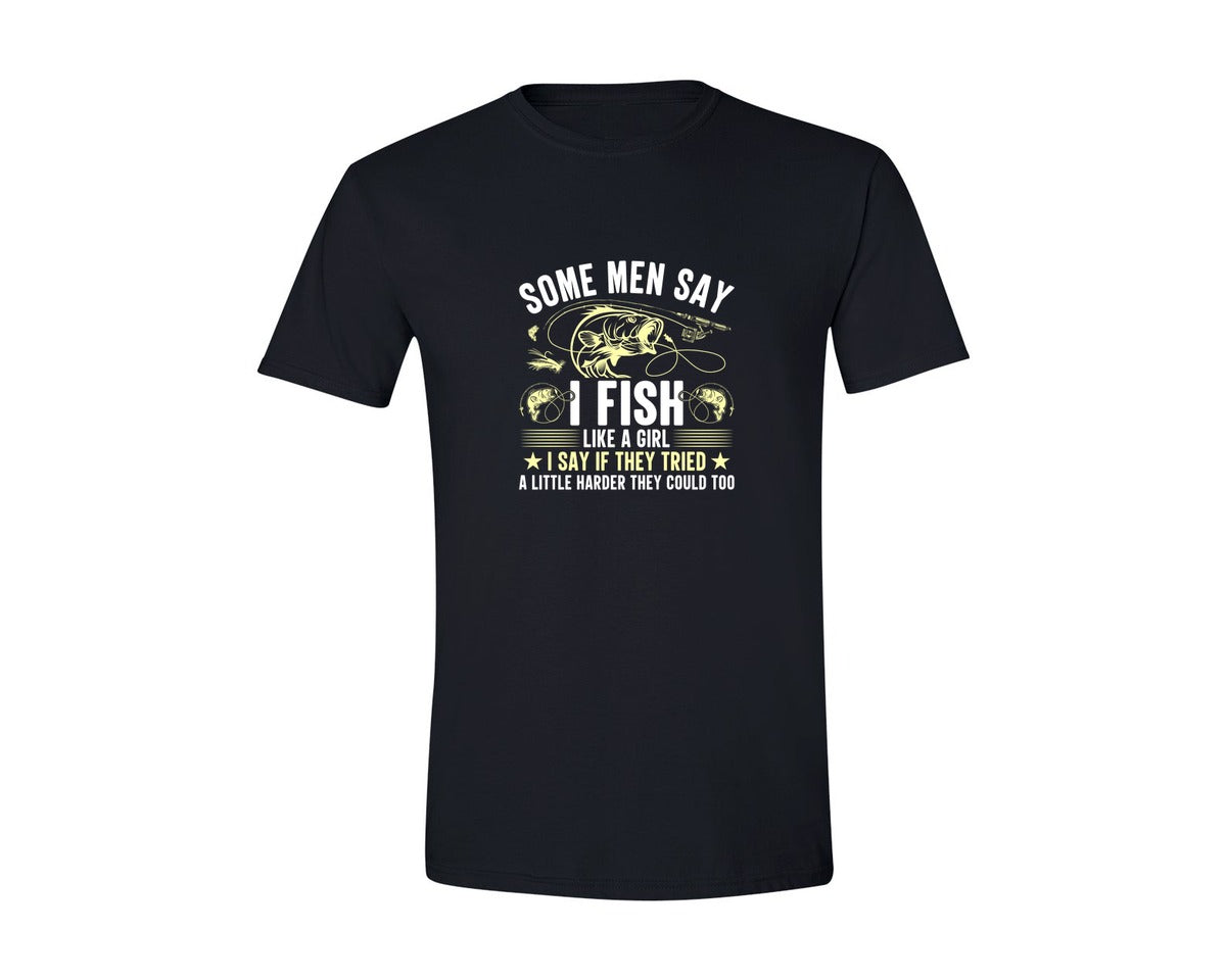 brand:Generic|color:Black|Some Men Say I Fish Fishing T Shirt Graphic T-Shirt