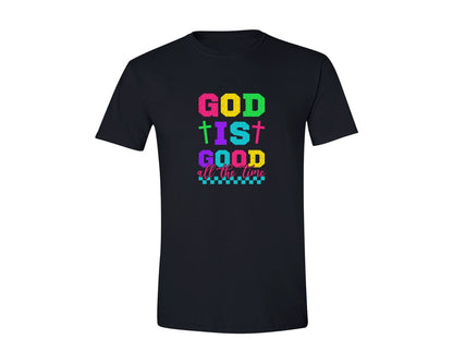 brand:Generic|color:Black|Preppy Pink God Is Good All The Time Graphic T-Shirt