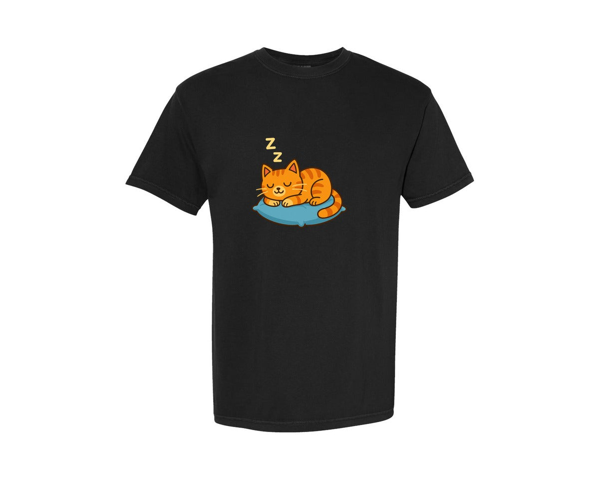 brand:Comfort Colors|color:Black|Sleeping Orange Cat Cute Kawaii 2 Graphic T-Shirt