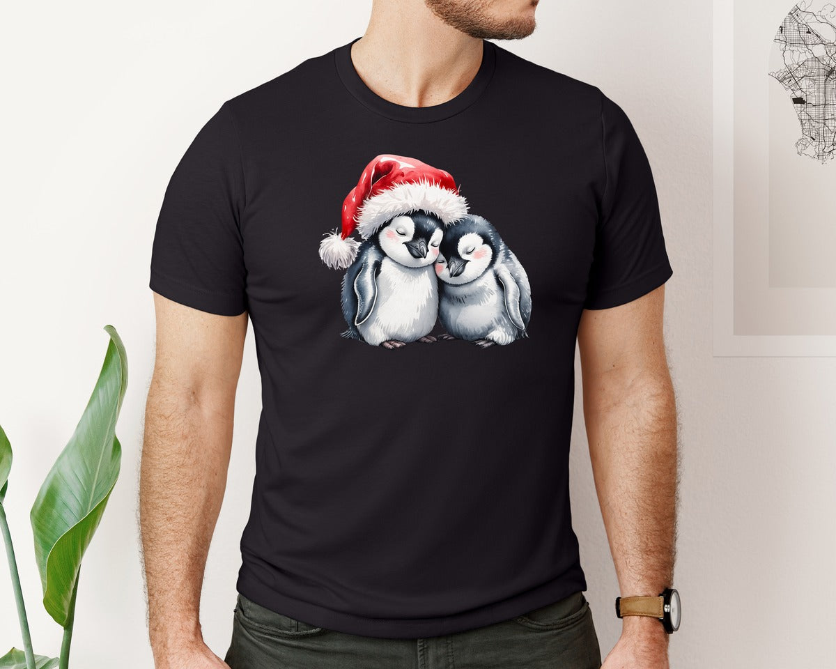 brand:Bella Canvas|color:Black|Cute Penguin Christmas Penguin 6 Graphic T-Shirt
