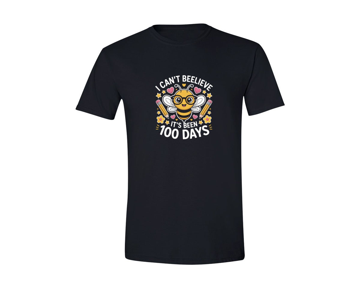 brand:Generic|color:Black|I Cant Beelieve Its Been 100 Days Graphic T-Shirt