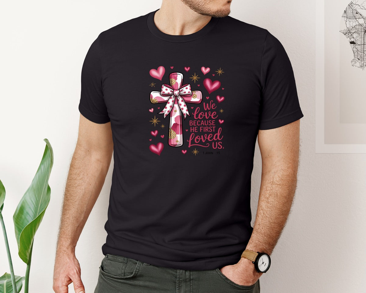 brand:Bella Canvas|color:Black|Coquette Jesus Valentine Pngvalentines Graphic T-Shirt