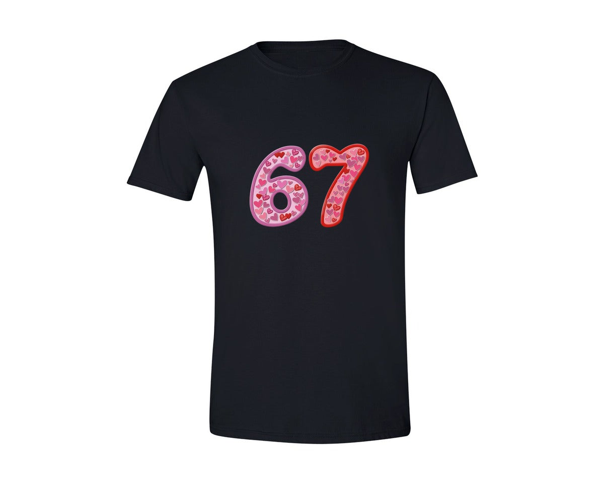 brand:Generic|color:Black|Knitted Puffy Gradient 67 Valentine Graphic T-Shirt