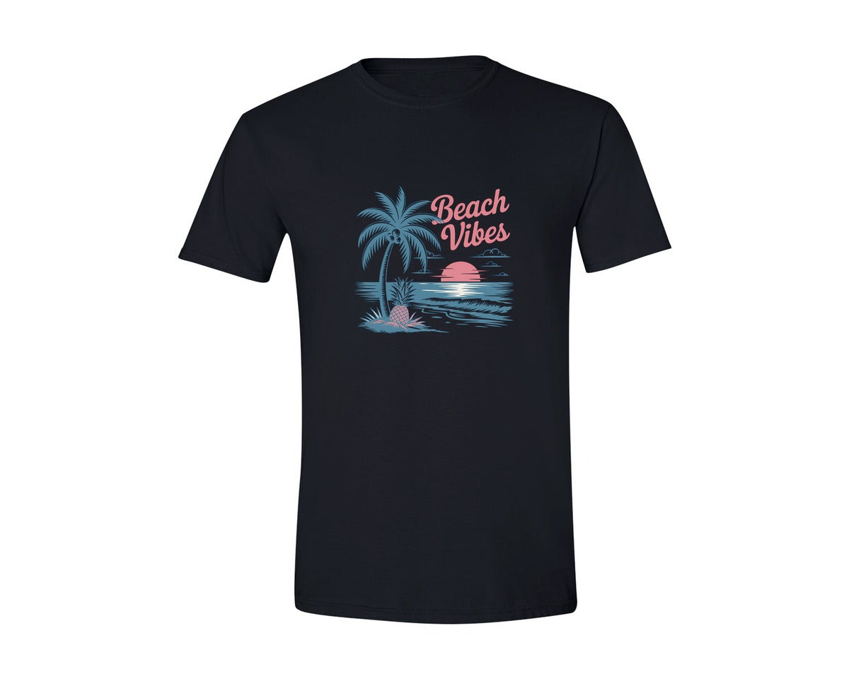 brand:Generic|color:Black|Retro Vintage Beach Vibes Summer Beach Graphic T-Shirt