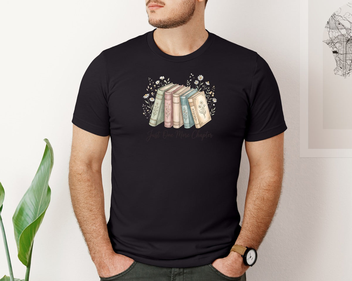 brand:Bella Canvas|color:Black|Just One More Chapter Book Graphic T-Shirt