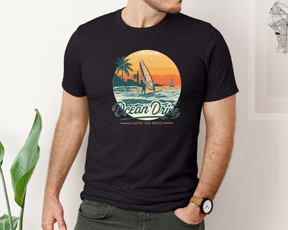 brand:Bella Canvas|color:Black|Elegant Ocean Drive T Shirt Design Graphic T-Shirt
