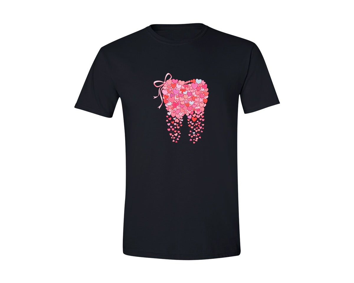 brand:Generic|color:Black|Valentine Tooth Heart Design Graphic T-Shirt