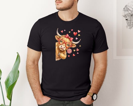 Cute Highland Cow Valentines Day 5 Graphic T-Shirt