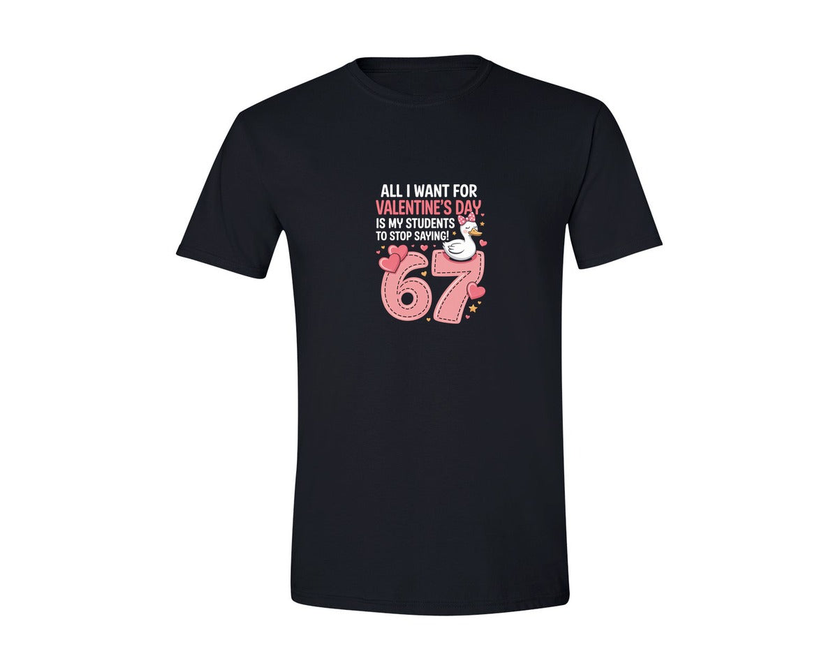 brand:Generic|color:Black|All I Want For Valentines Day Goose Coq Graphic T-Shirt