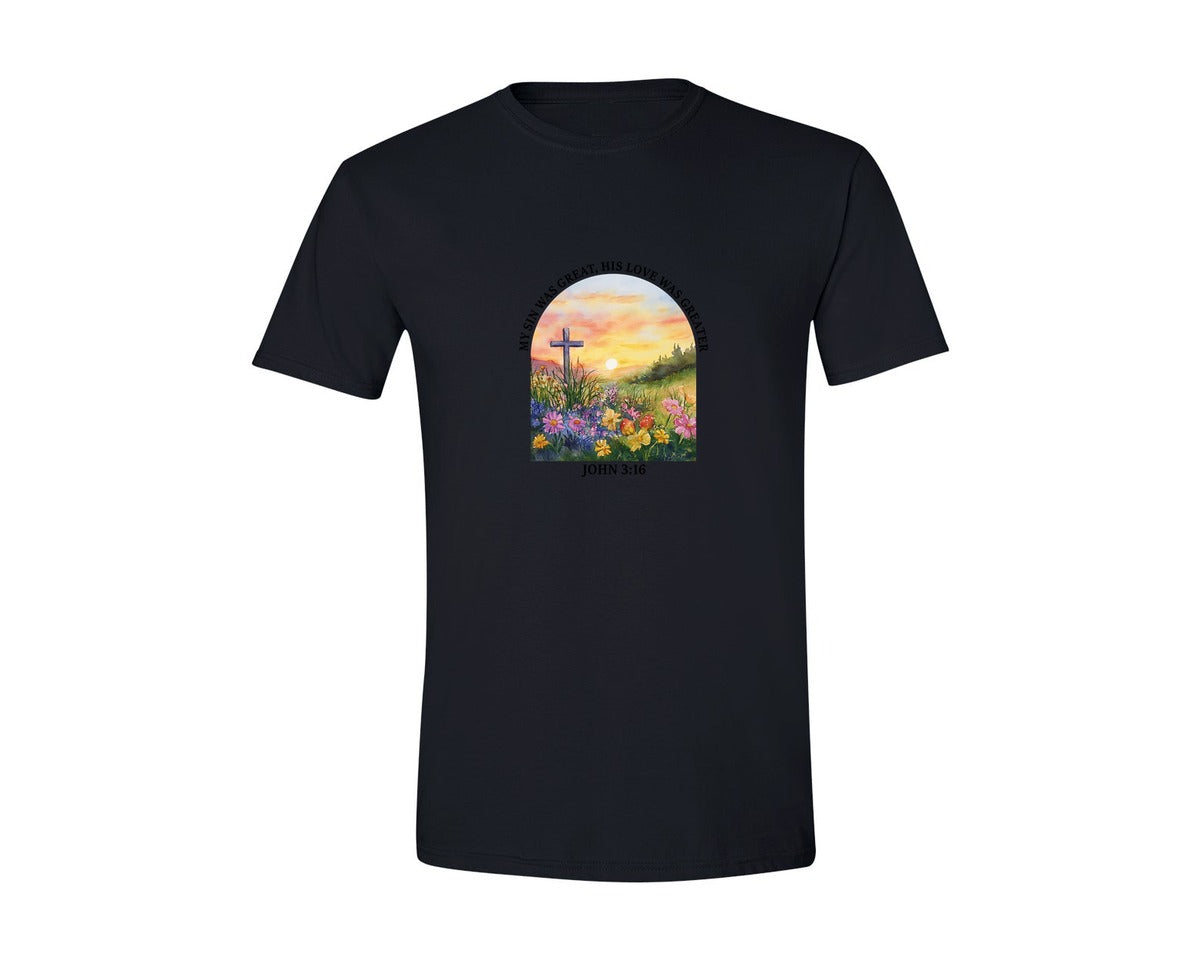 brand:Generic|color:Black|Floral Christian Bible Verse Graphic T-Shirt