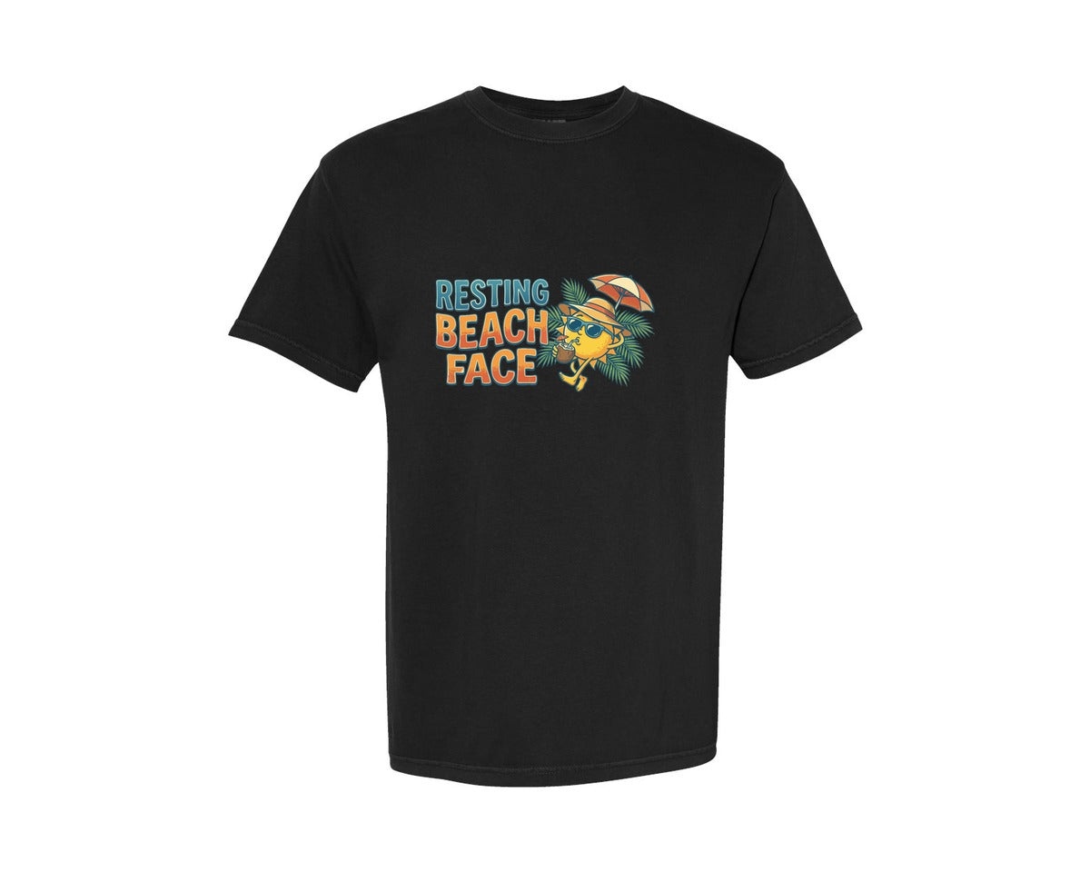 brand:Comfort Colors|color:Black|Resting Beach Face 26 Graphic T-Shirt