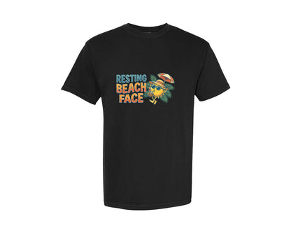 brand:Comfort Colors|color:Black|Resting Beach Face 26 Graphic T-Shirt